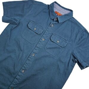 7 Seven For All Mankind Youth XL Shirt Blue Button Up Short Sleeve Canvas Skater